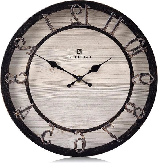 Orologio da parete rurale in stile shabby chic - Numeri arabi 3D elevati - Decorazione domestica - 305 cm - Batteria alimentata - Stile shabby chic - Cucina - Decorativo per soggiorno