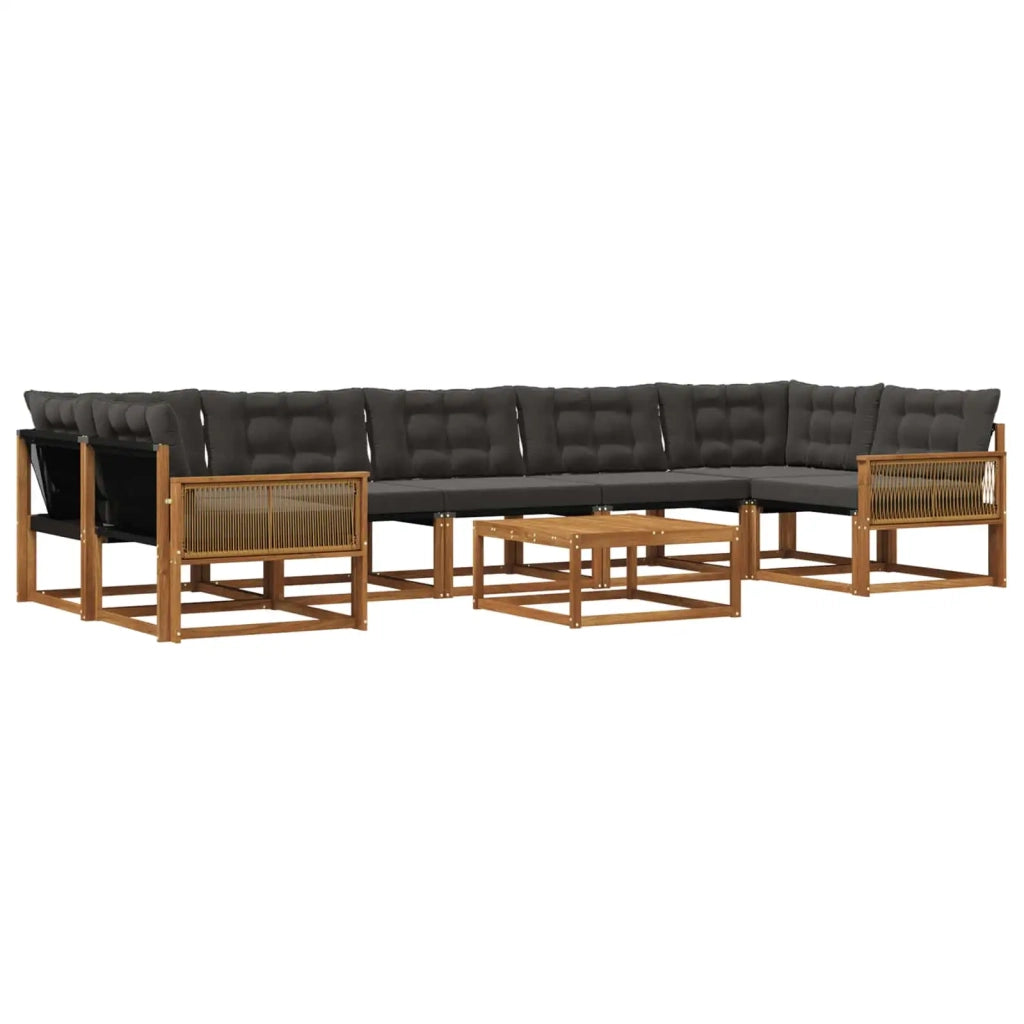 Set di divani da esterno con cuscino 8 pcs Naturale e Nero 3381316