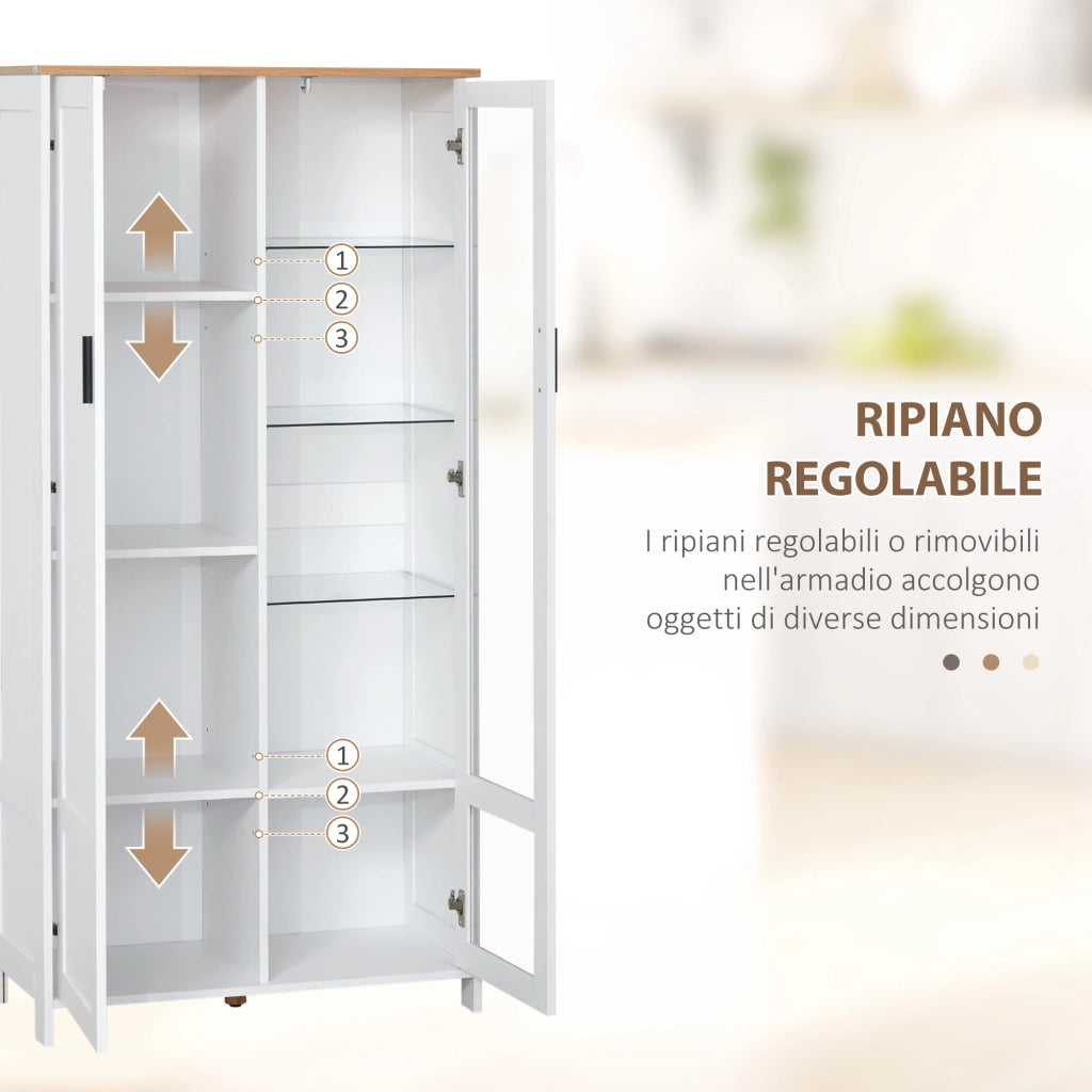 Mobile Credenza Moderno ¨C Xylo ¨C Bianco Legno Vetro 76x36x160cm