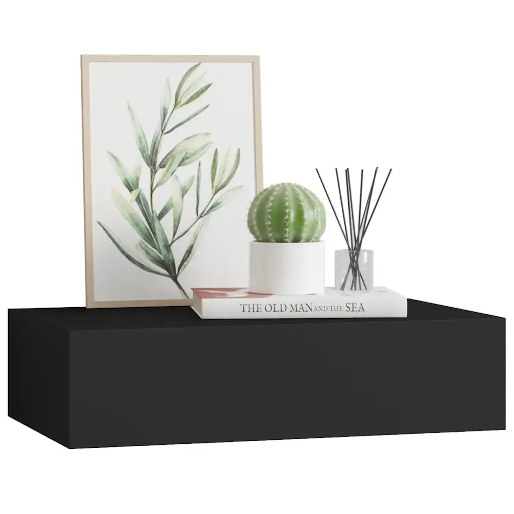 Scaffale con Cassetti da Parete Nero 40x23,5x10 cm in MDF cod mxl 53072