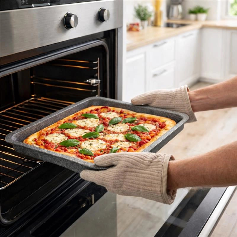 HAPPY STONE TEGLIA RETTANGOLARE BASSA PER PIZZA 40 X 33 X H4 CM
