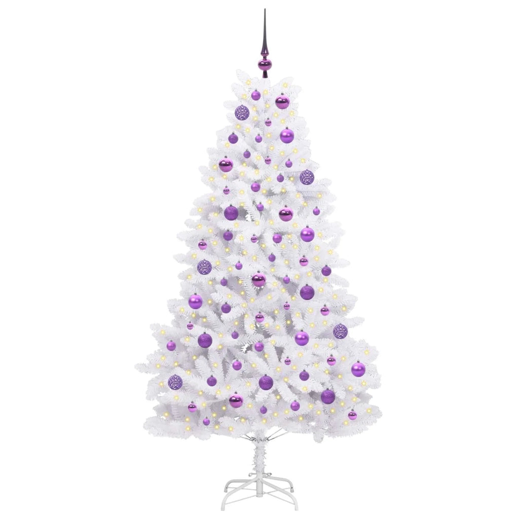 Albero di Natale Artificiale con Rami Pieghevoli Bianco 180 cm