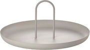 Piatto di servizio rotondo - materiale in metallo verniciato - 30 cm - grigio caldo