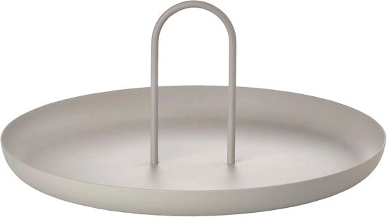 Piatto di servizio rotondo - materiale in metallo verniciato - 30 cm - grigio caldo