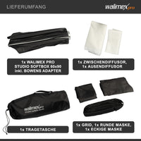 Studio Softbox 60x90cm, ruotabile a 360°, facile da montare grazie alla funzione ombrello, include griglia, maschere, adattatore, ideale per la fotografia di prodotti e persone