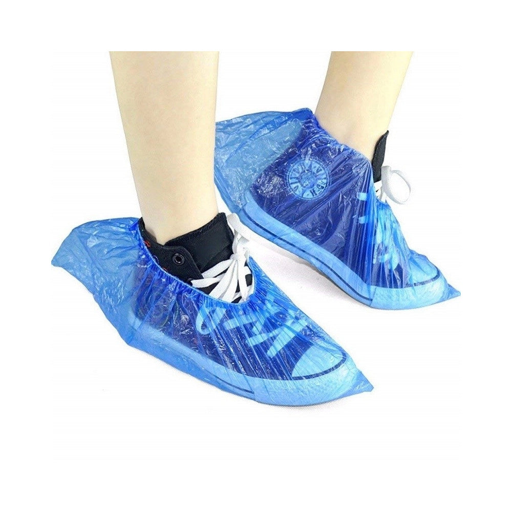 Trade Shop - Set 100 Copriscarpe In Plastica Blu Impermeabili Monouso Pantofole Pulizia Medica -