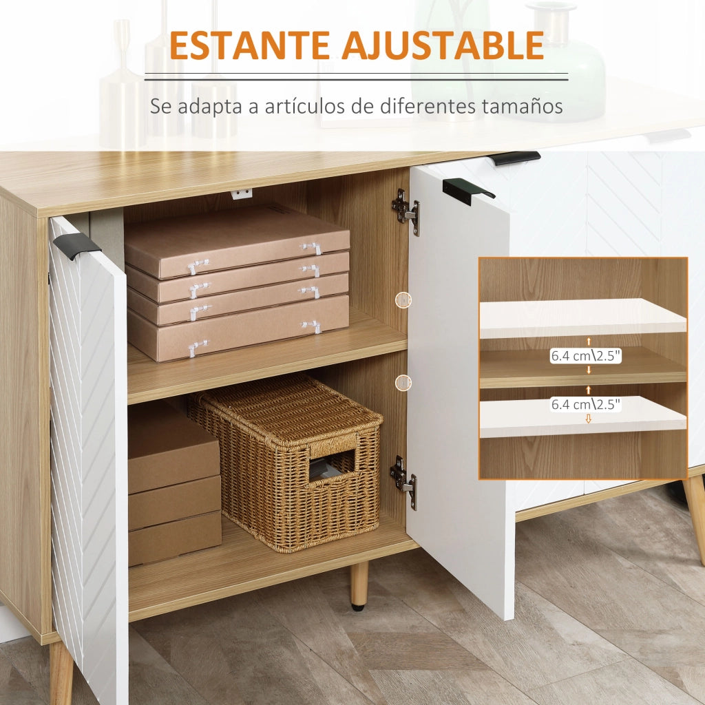 Credenza con Antivuelco ¨C Zephmum ¨C Bianco e Naturale 120x35x77,4 cm
