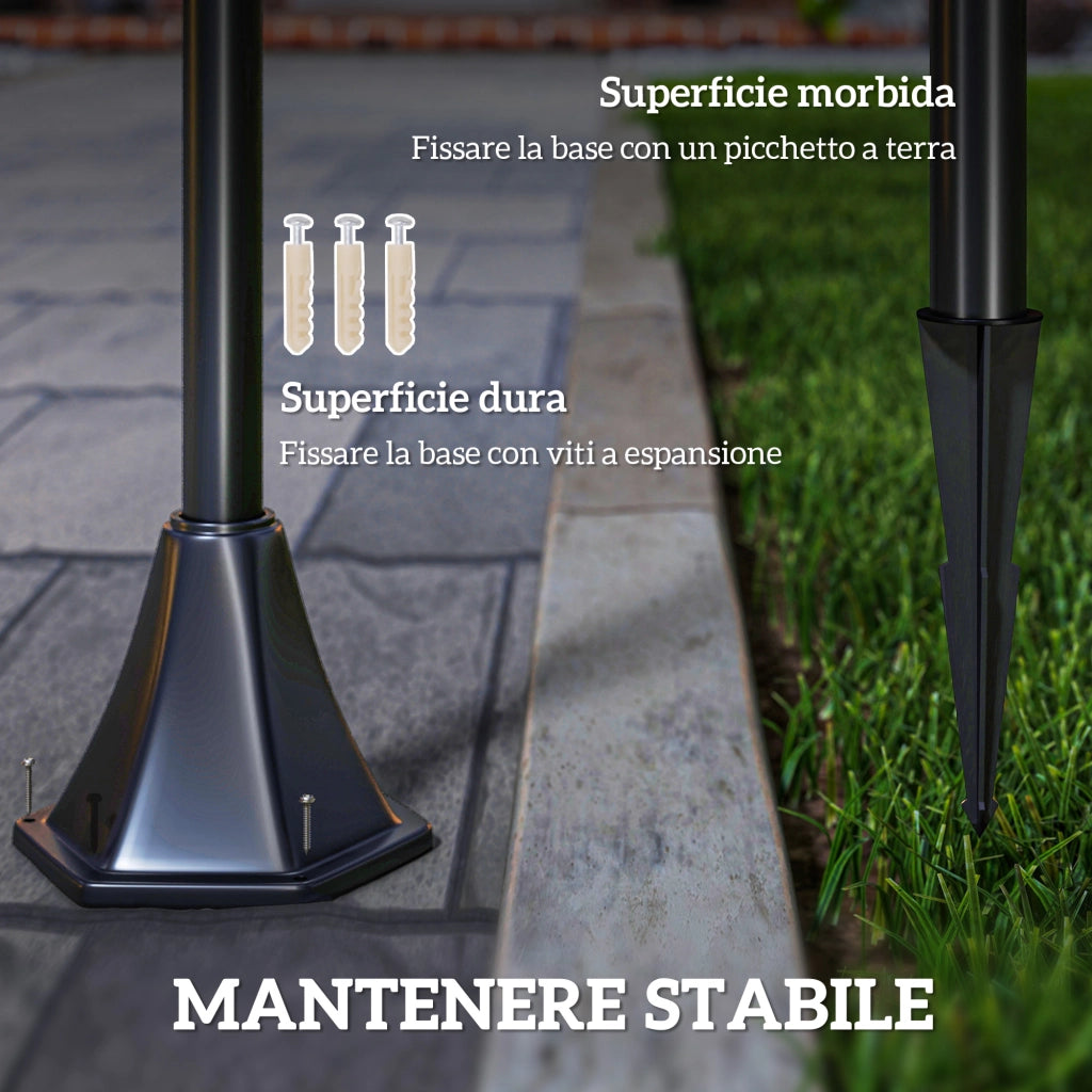 Lampada da Giardino Solare LED ¨C Zephmum ¨C Nero IP44 18x18x160 cm