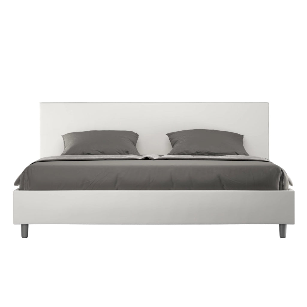 Letto Matrimoniale Large 180x200 cm con Rete e Contenitore Adele Bianco