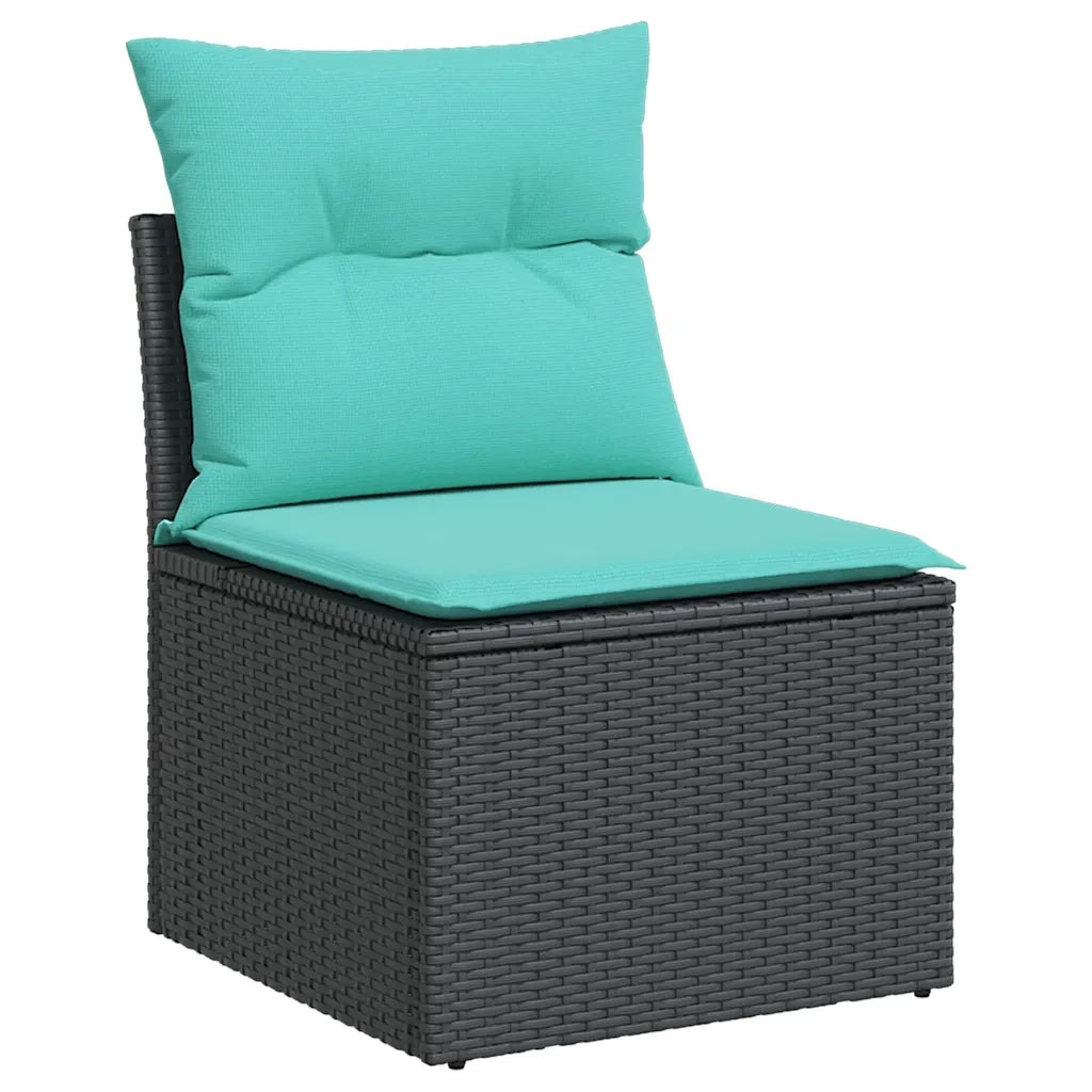 Set Divani da Giardino 6 pz con Cuscini Nero in Polyrattan