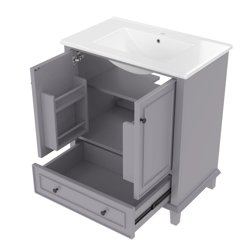 Mobile bagno freestanding grigio con lavabo in ceramica 76x46x87 cm