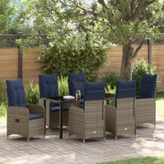 Set di Mobili da Giardino da 7 Pezzi con Cuscini Neri Rattan Poliestere