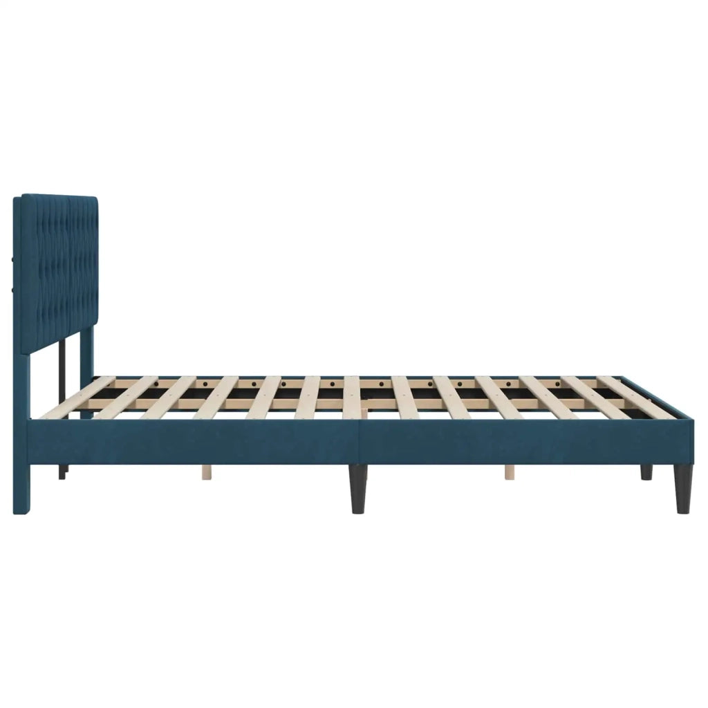 Struttura del letto con testiera Blu 140 x 200 cm Velluto