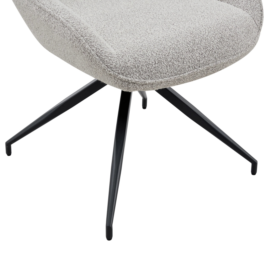 Sedia da Pranzo Girevole 360° con Braccioli, Tessuto Strutturato, Metallo Nero, Grigio Beige