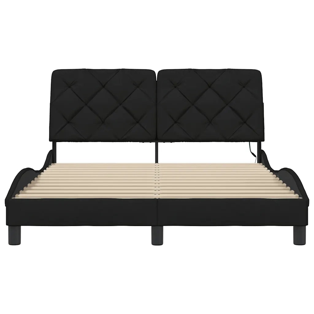 Giroletto con LED senza Materasso Nero 140x190 cm in Tessuto
