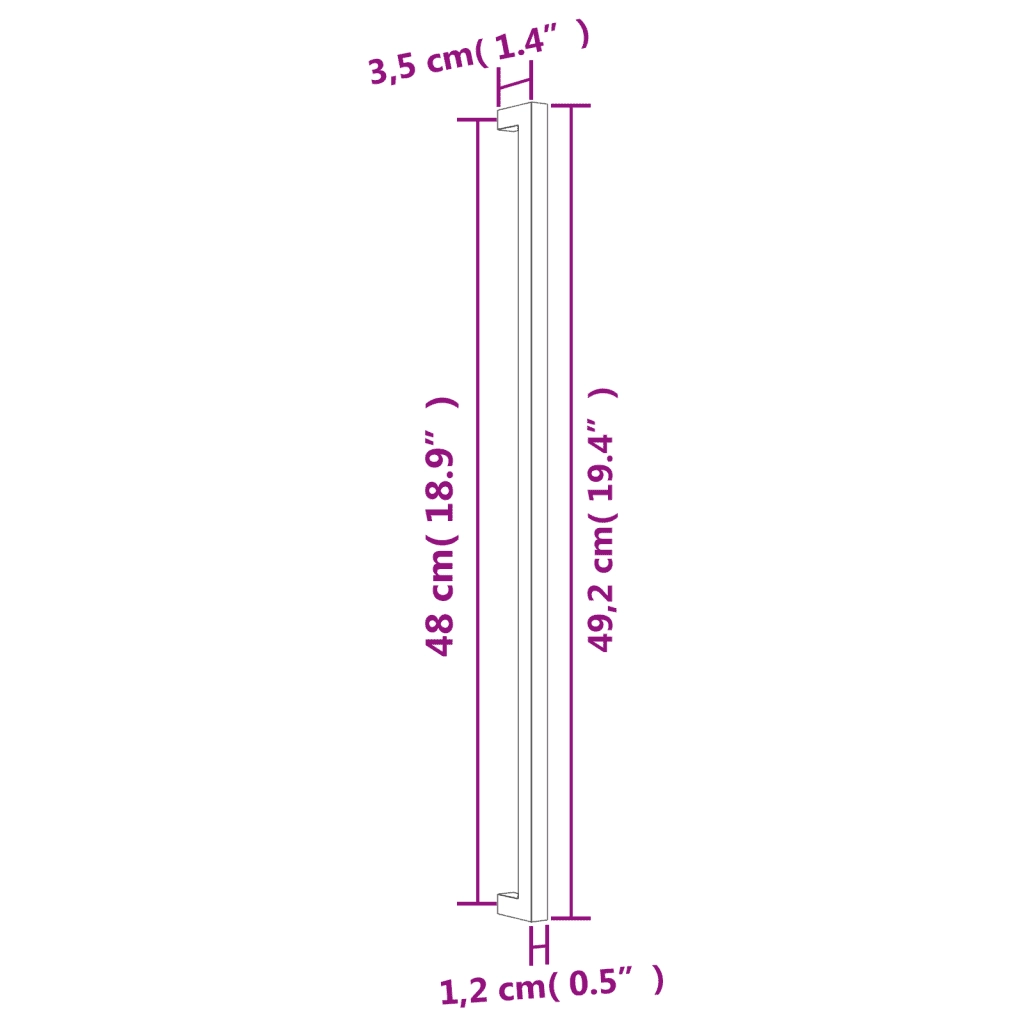 Maniglie per Mobili 20 pz Argento 480 mm in Acciaio Inox 3203642
