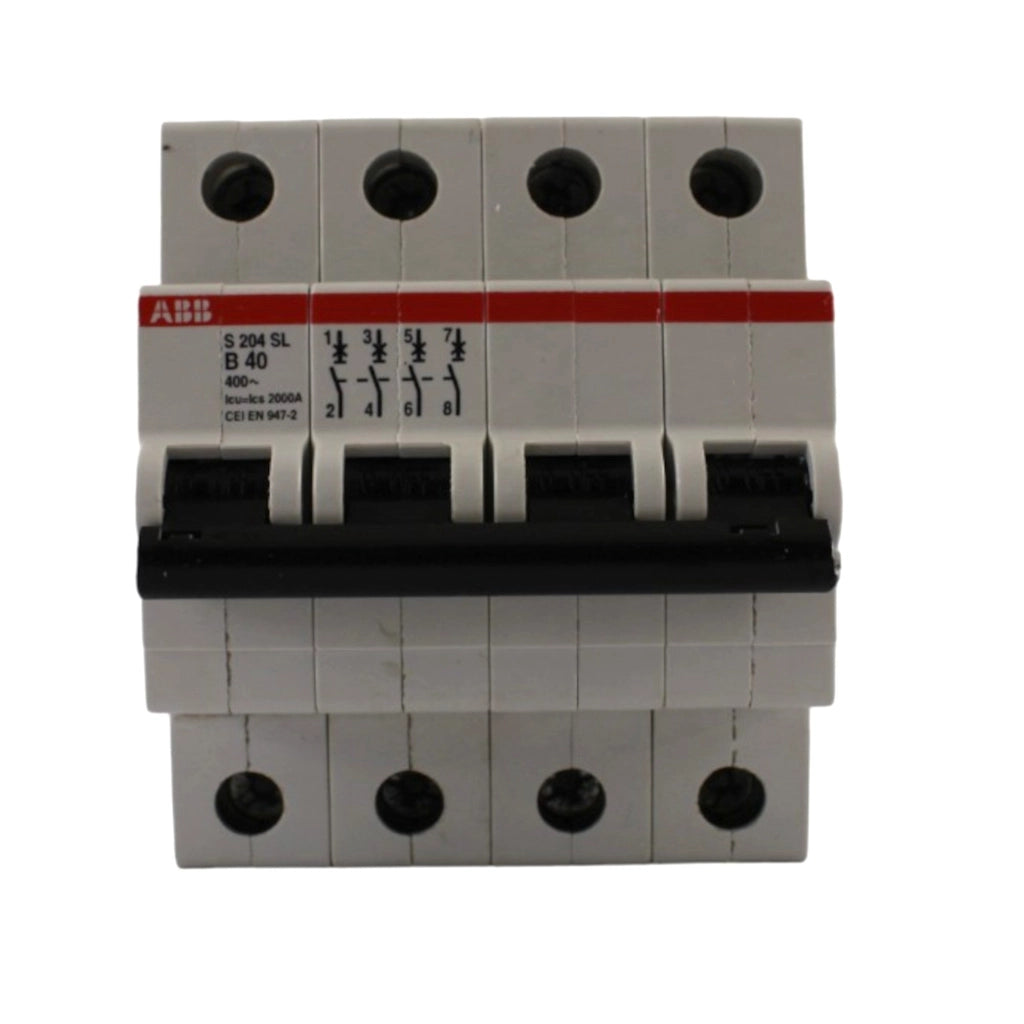 Interruttore magnetotermico 4 poli 4 moduli 6kA curva B 40A ABB
