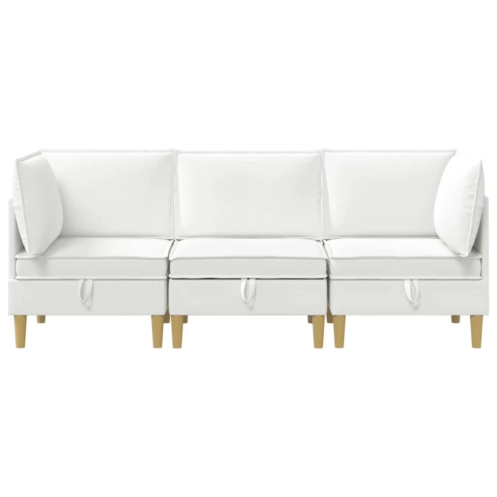 Set di divani modulari con spazio di archiviazione 3 pcs Bianco