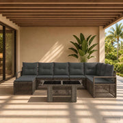 Set Divano da Giardino 9 pz Grigio e Grigio Scuro polyrattan 3437141
