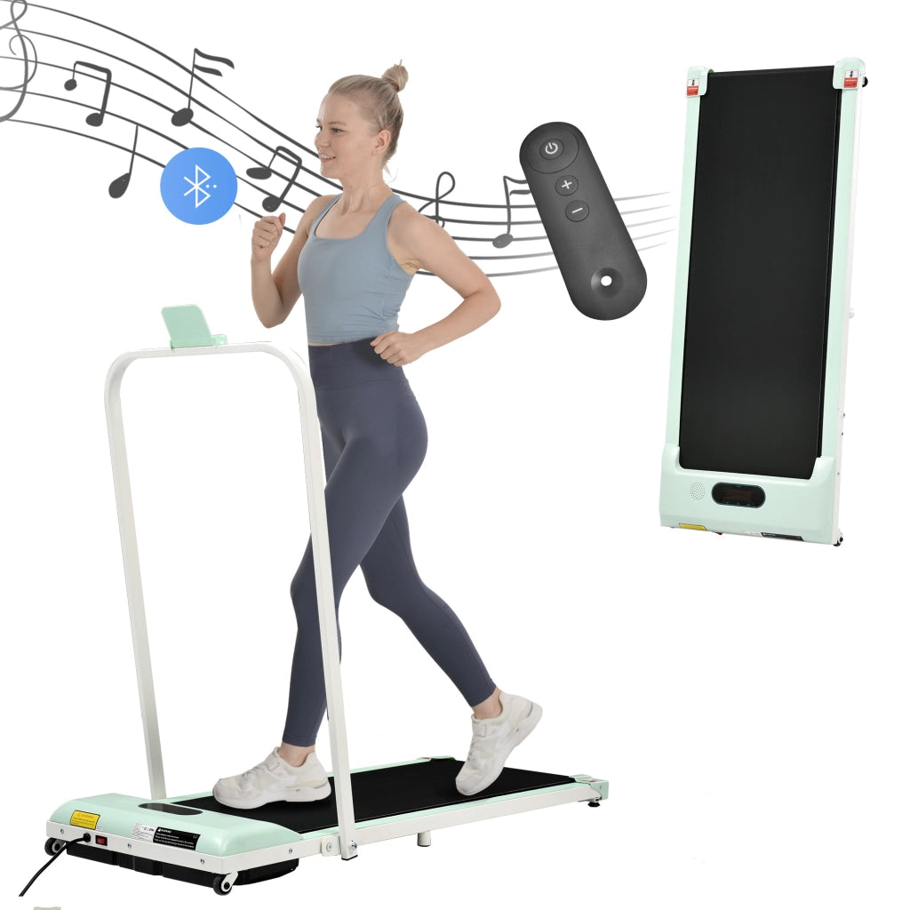 Tapis Roulant 2 in 1 Verde 1-6 km/h con Bluetooth, Display LED, Telecomando e Portata 90 kg
