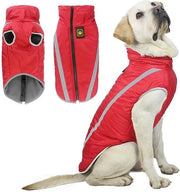 Giubbotto impermeabile per cani invernale con cerniera regolabile e foro per collare riflettente colore rosso 6XL