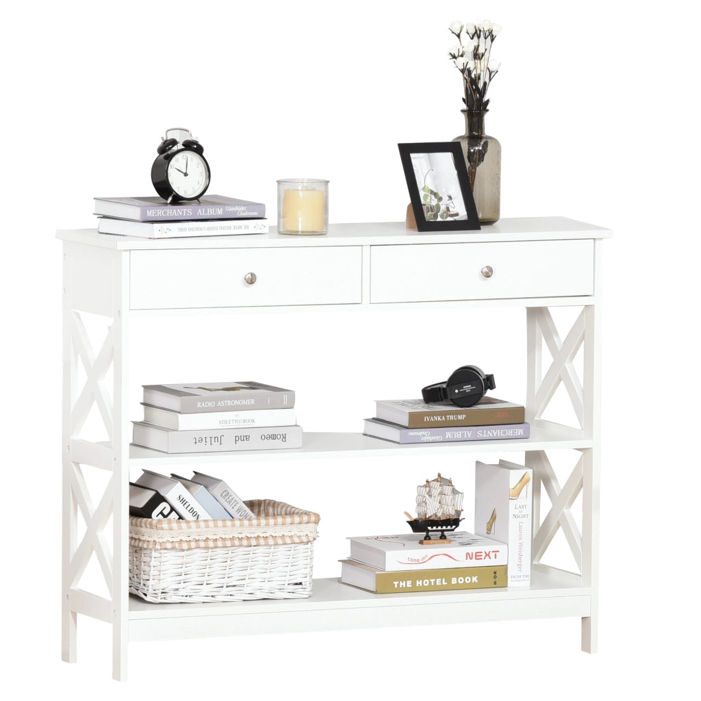 Tavolo da ingresso ¨C zephmum ¨C bianco legno 100x30.5x80 cm