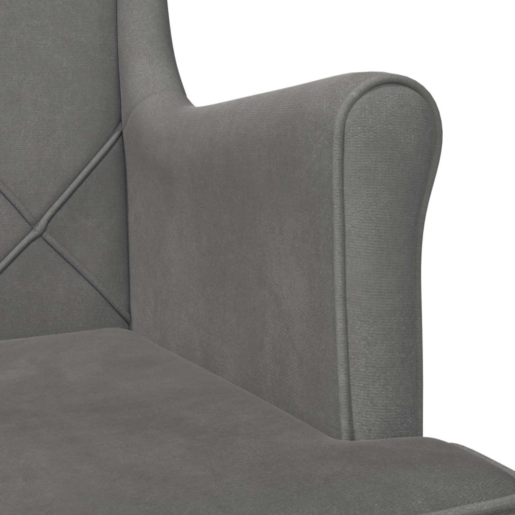 Poltrona-Divano Sedia-Poltroncina Grigio Scuro Velluto 738170