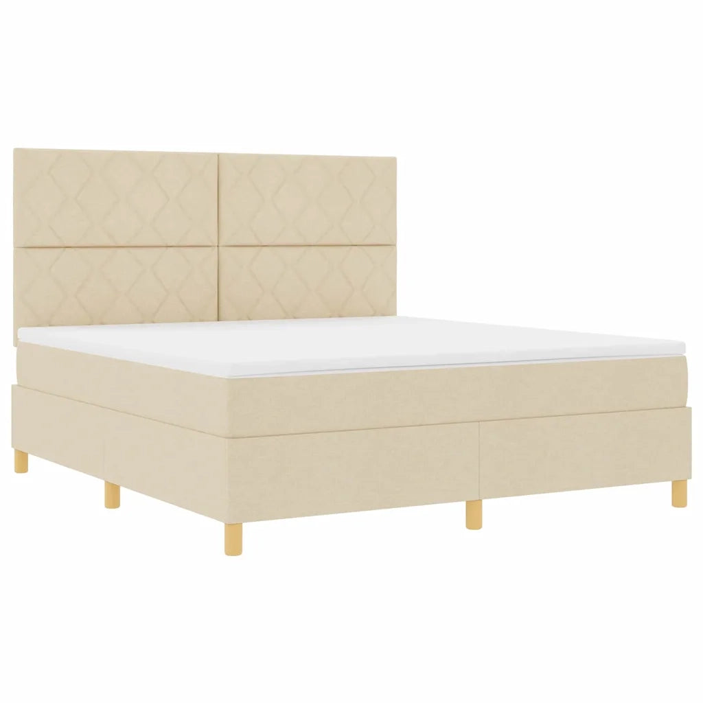 Letto a molle con testiera Crema 180 x 200 cm Tessuto 3339719