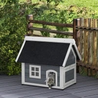 Casetta per Gatti, resistente alle intemperie, con finestra, 77x57,5x68cm (senza tetto in asfalto), Grigio/Bianco/Nero