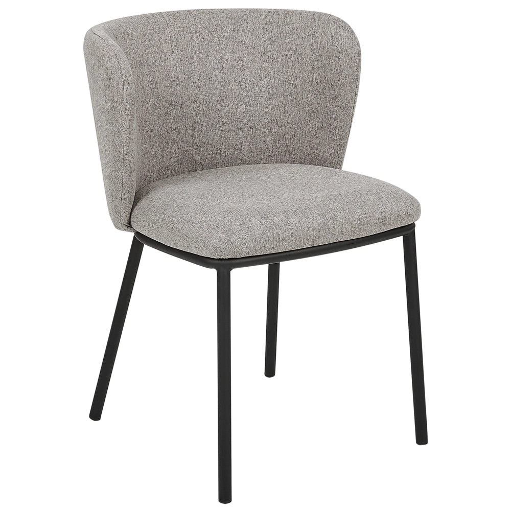 Set di 2 sedie da pranzo in poliestere grigio Rivestimenti in metallo nero Gambe senza braccioli Schienale curvo Design moderno e contemporaneo