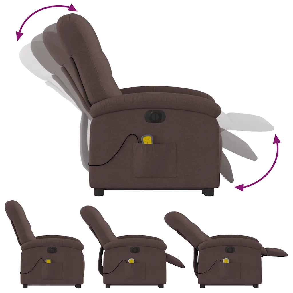 Poltrona Alzapersona Massaggio Elettrica Marrone Scuro Tessuto 3204133