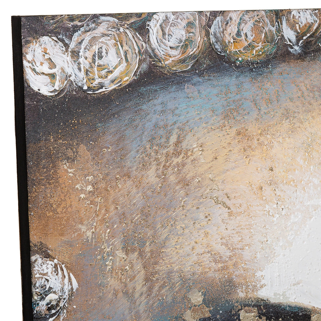 Quadro dipinto a mano con rilievo blu 80x120x3h