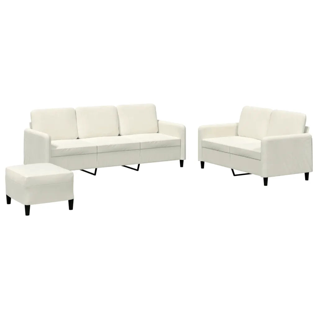 Set di Divani 3 pz Crema in Velluto 3202032