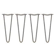 4 Gambe per Tavolo a Forcina SkiSki Legs 35,5cm Acciaio Naturale 2 Rebbi 10mm