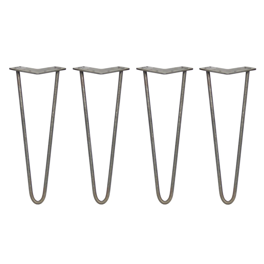 4 Gambe per Tavolo a Forcina SkiSki Legs 35,5cm Acciaio Naturale 2 Rebbi 10mm