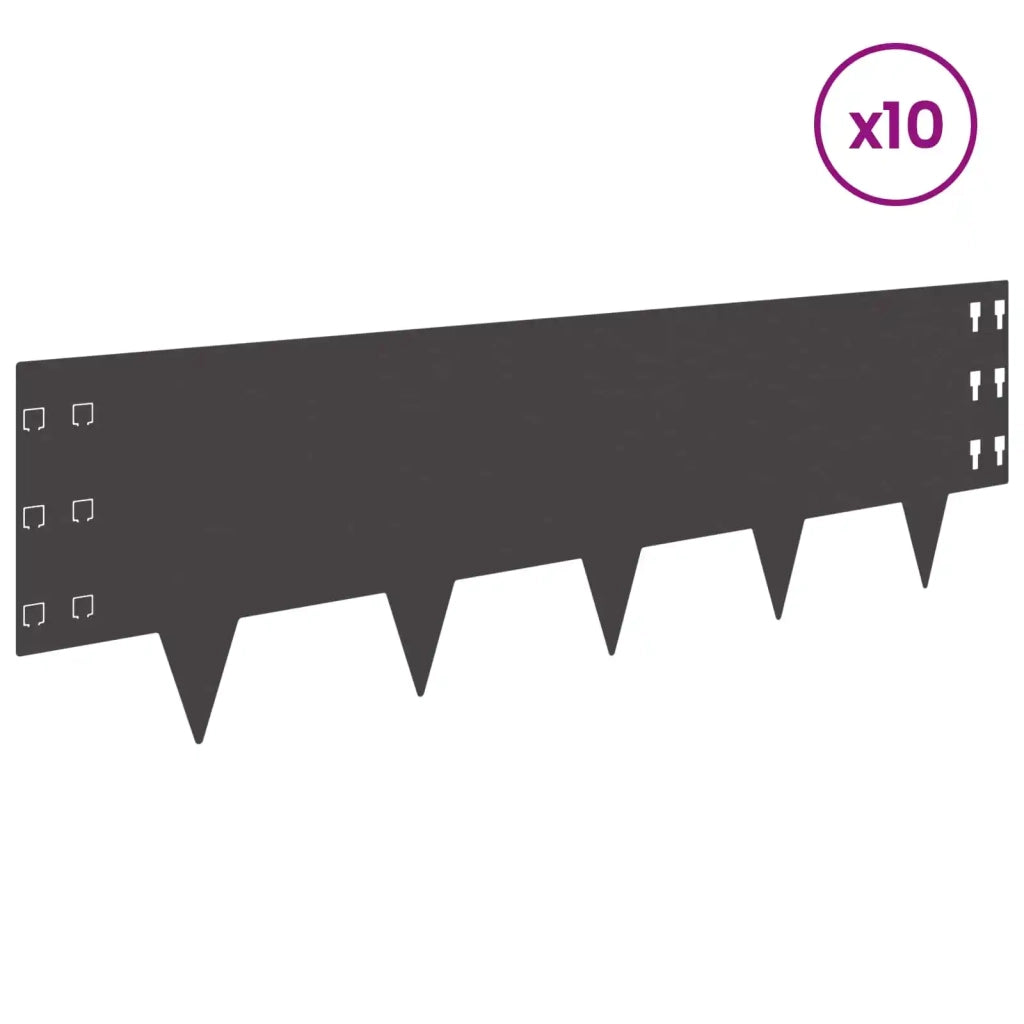 Bordura per Prato 10 pcs 100 x 30 cm Acciaio Nero 8008623