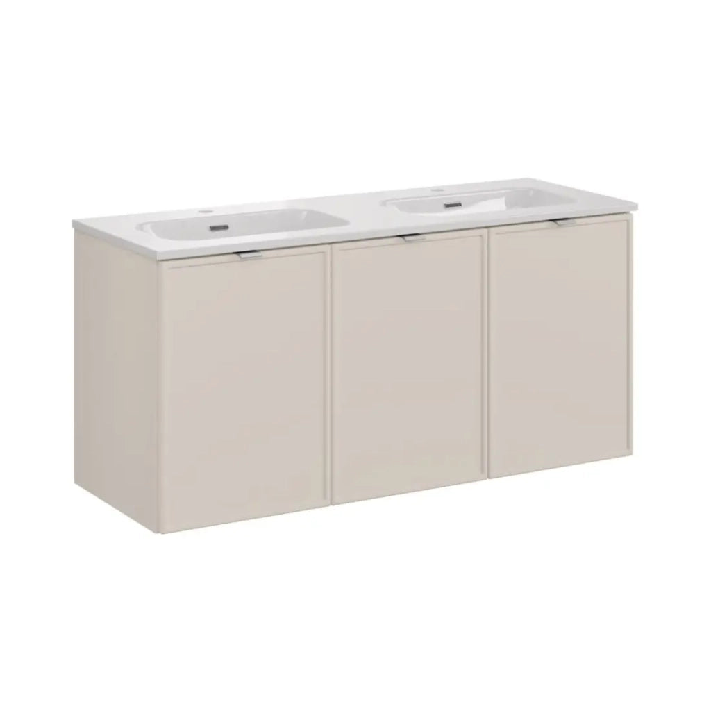 Set da bagno BRAZZA: mobile sotto lavabo 120cm + doppio lavabo incassato bianco