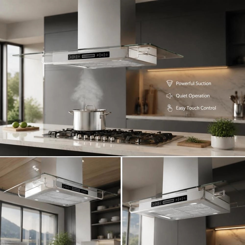 Island Extractor Hood With LCD Display