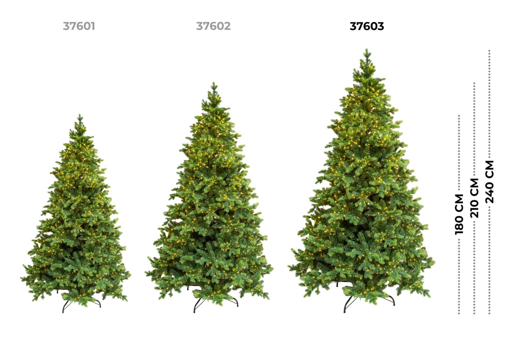 Albero di Natale Artificiale Verde Le Stelle Courmayeur H 240cm x L 150cm Super Folto con 4000 Luci Led Incorporate 4547 Rami