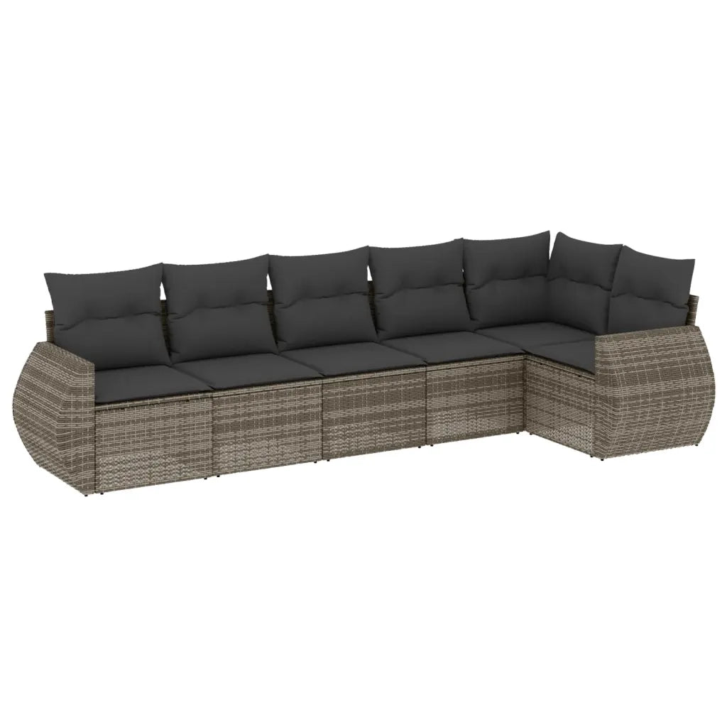 Set Divano da Giardino 6 pz con Cuscini Grigio in Polyrattan 3253727