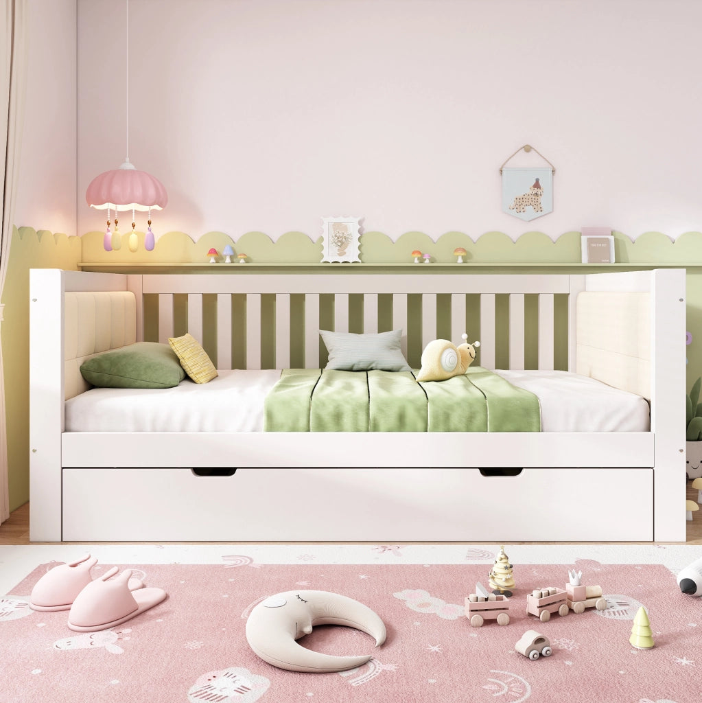 Daybed con letto estraibile 201 x 95 x 74 cm in legno bianco