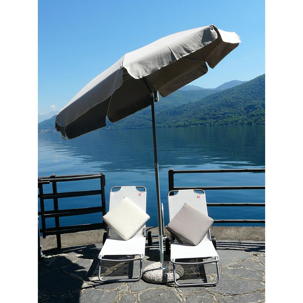 Ombrellone da Giardino Ø2 m Palo Ø33 mm in Acciaio Maffei Venezia Duplex Ecru/Tortora