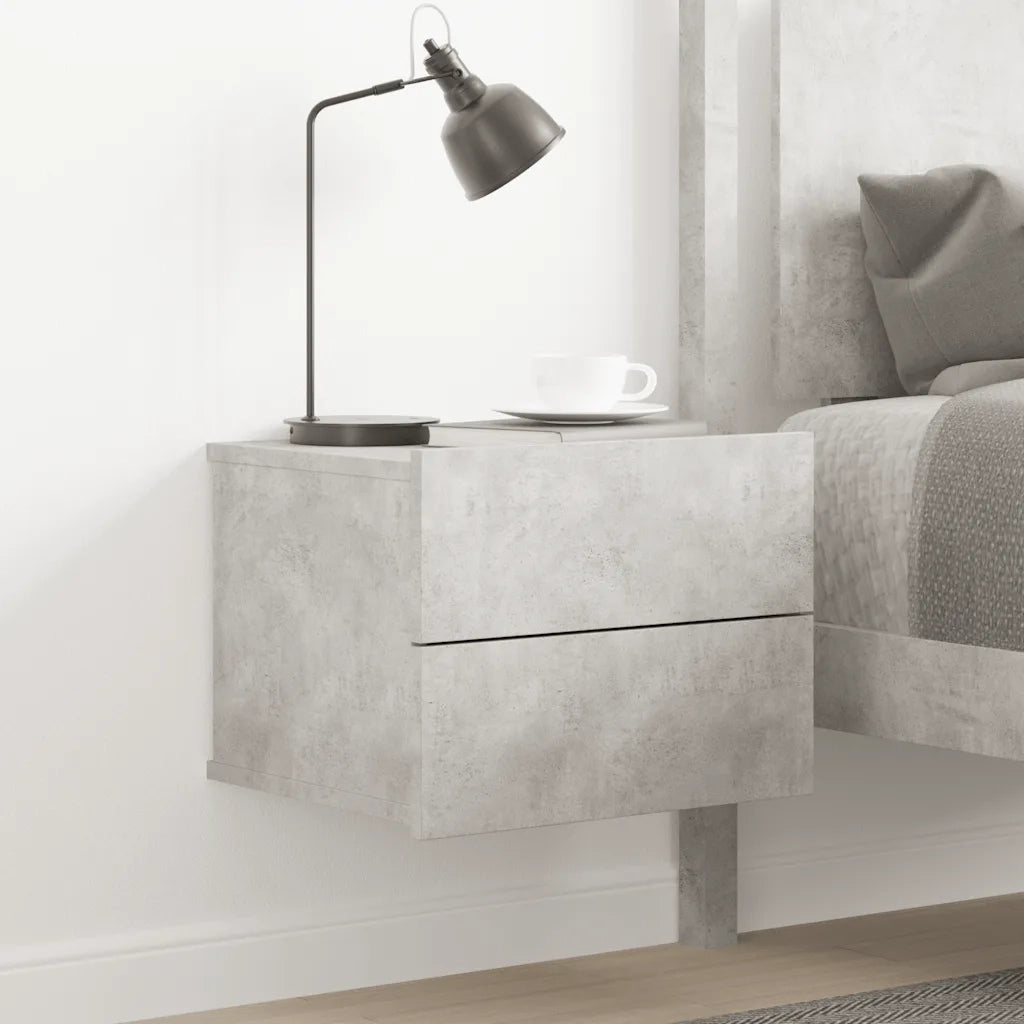 Comodino | Armadio da Notte | Mobiletto da notte Grigio Cemento 40x30x30 cm in Legno Multistrato