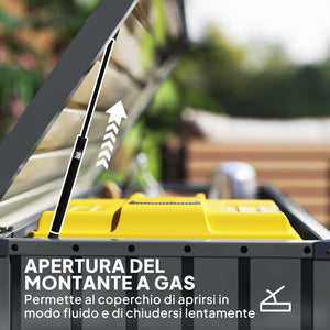 Baule Cassapanca da Esterno 124x66x72 cm da 400L in Acciaio Zincato con Serratura e 2 Chiavi Grigio Scuro