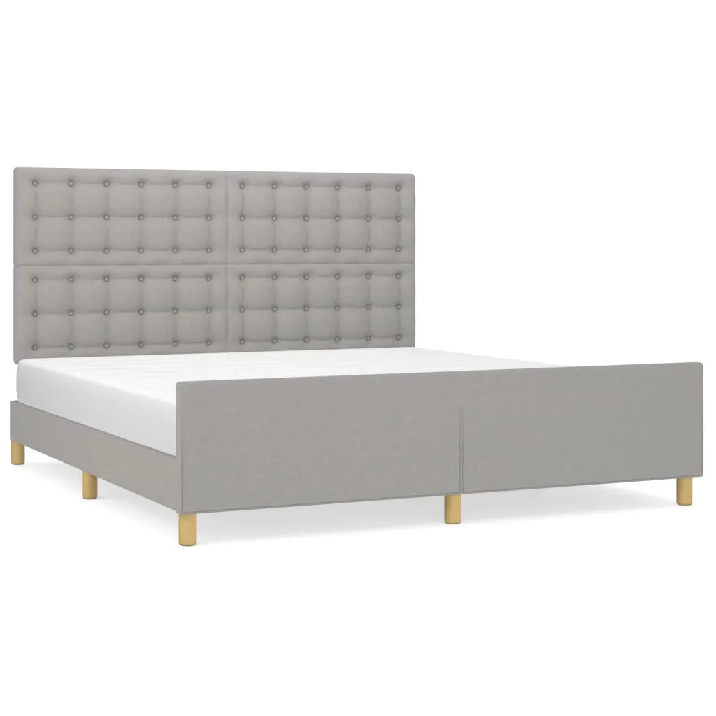 Giroletto con Testiera-Struttura Letto con testiera Grigio Chiaro 180x200 cm in Tessuto