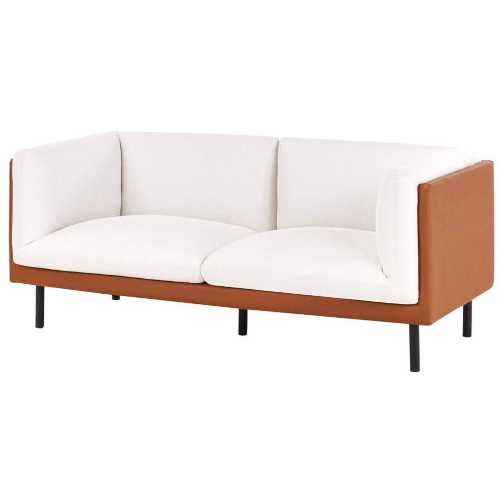 Set di divani imbottiti 5 posti in tessuto poliestere metallo bianco sporco e marrone gambe mobili soggiorno nero