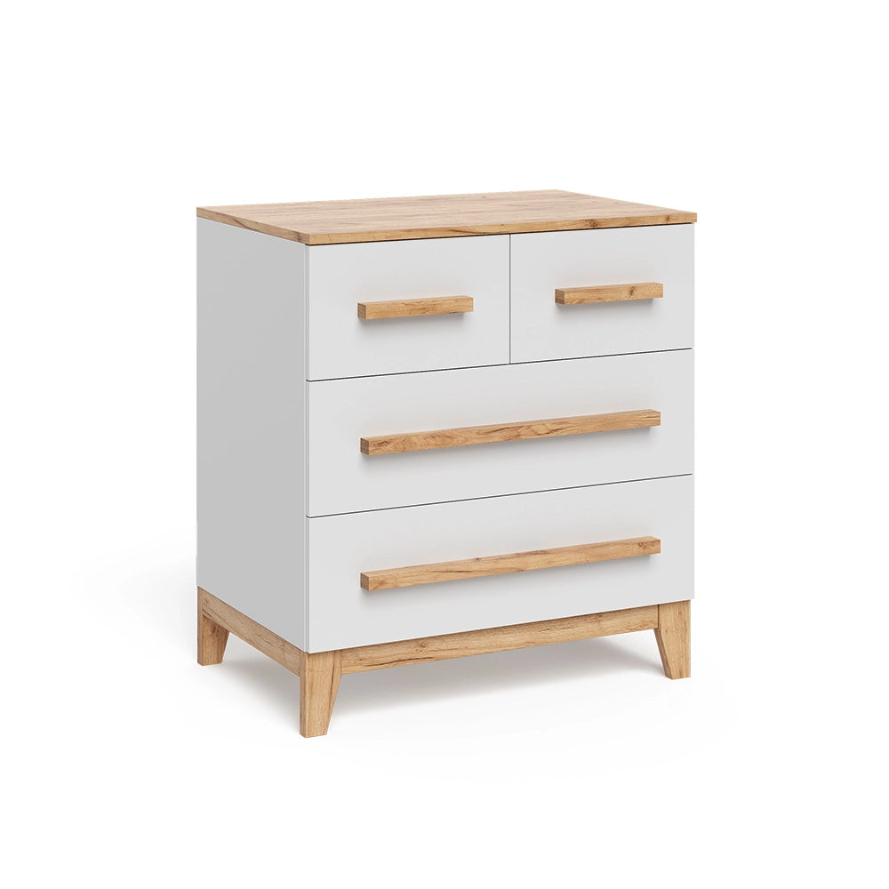 Vitalispa Cassettiera per camera da letto Bianco/Artisan 80 x 88 cm con 4 cassetti