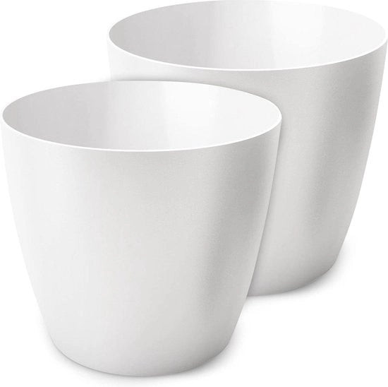 Set di vasi per piante decorativi bianchi - insieme di 2 vasi per piante e vasi per erbe - diametro 25 cm Vaso per piante