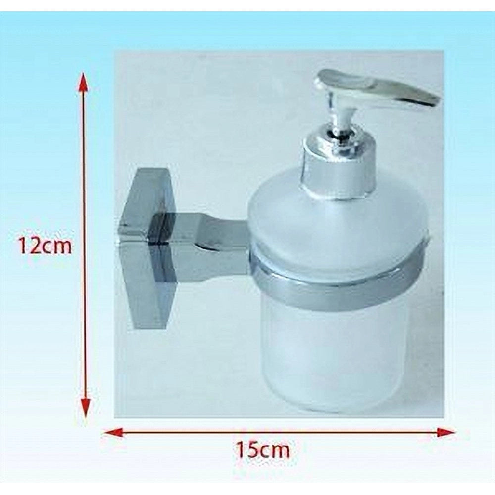 Trade Shop - Dispenser Porta Sapone Liquido Acciaio Vetro Satinato Fissaggio Parete Bagno 52207a -