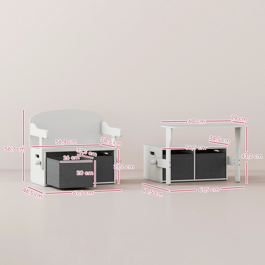 Set tavolo e sedie bambini con contenitore portagiochi ¨C Xylo ¨C 67,5x46,5x56,7 cm bianco